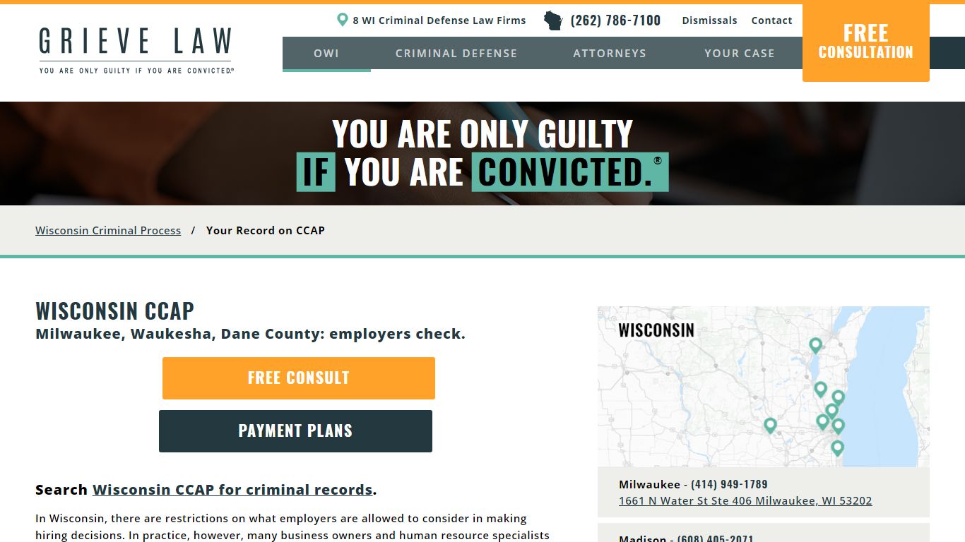 Wisconsin CCAP: Counties including Milwaukee, Racine, Ozaukee, Brown ...